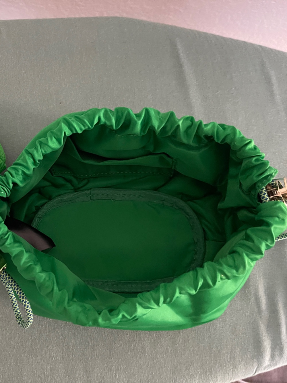 Tata Harper Cosmetic Bag Set Green Drawstring Makeup Pouch Travel Toiletry Case - Picture 4 of 6